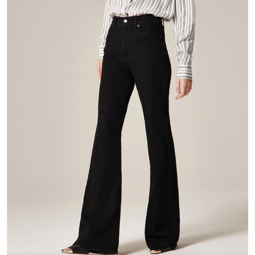 J Crew Flare High Rise Jeans NWOT Womens Size 28 Black Denim Semi-Stretch Casual